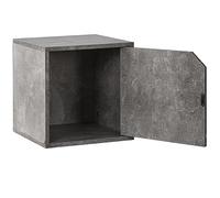 Shally Dogan Mensola Cubo da Muro con 1 Anta, Pensile a Parete, Scaffale Ideale per Cucina, Bagno, Ufficio, Mobile Sospeso 35 x 35 cm Libreria Versatile in Legno, Scaffalatura Design Moderno (Cemento)