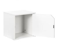 Shally Dogan Mensola Cubo da Muro con 1 Anta, Pensile a Parete, Scaffale Ideale per Cucina, Bagno, Ufficio, Mobile Sospeso 35 x 35 cm Libreria Versatile in Legno, Scaffalatura Design Moderno (Bianco)