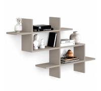 Shally Dogan Mensola Libreria a Parete con 3 Ripiani con Forma Geometrica, Scaffale da Muro Design Moderno Ideale per Casa, Ufficio, Unità di Mensole Salvaspazio, 150 x 82 x 22 cm, Grigio Chiaro