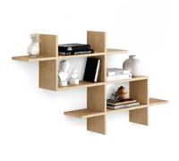 Shally Dogan Mensola Libreria a Parete con 3 Ripiani con Forma Geometrica, Scaffale da Muro Design Moderno Ideale per Casa, Ufficio, Unità di Mensole Multiuso Salvaspazio, 150 x 82 x 22 cm, Quercia