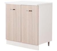 Shally Dogan Mobile Base per Cucina Componibile, Mobiletto con Struttura in Legno Robusta e Resistente, Colore Olmo, Maniglia con Finitura Cromata, Design Moderno (Doppia Anta)