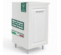 Shally Dogan Mobile Base per Cucina con Anta Singola e Due Scomparti Design Boiserie, Mobiletto con Struttura in Legno Robusta e Resistente, Mobile Componibile, 40 x 50 x 85H cm (Bianco Frassinato)