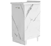 Shally Dogan Mobile Base per Cucina con Anta Singola e Due Scomparti, Mobiletto con Struttura in Legno Robusta e Resistente, Bianco Effetto Marmo, Mobile Componibile, 40 x 50 x 85H cm (Anta Singola)
