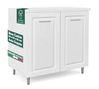 Shally Dogan Mobile Base per Cucina con Due Ante e Due Scomparti Design Boiserie, Mobiletto con Struttura in Legno Robusta e Resistente, Mobile Componibile, 80 x 50 x 85H cm (Bianco Frassinato)