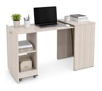 Shally Dogan Mobile con Tavolo a Scomparsa Richiudibile Multiuso, Scrivania con Libreria Design Salvaspazio e Versatile, Mobiletto Armadio da Casa, Ufficio, Chiusura Magnetica, Olmo