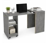 Shally Dogan Mobile con Tavolo a Scomparsa Richiudibile Multiuso, Scrivania con Libreria Design Salvaspazio e Versatile, Mobiletto Armadio da Casa, Ufficio, Chiusura Magnetica, Grigio