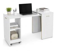 Shally Dogan Mobile con Tavolo a Scomparsa Richiudibile Multiuso, Scrivania con Libreria Design Salvaspazio e Versatile, Mobiletto Armadio da Casa, Ufficio, Chiusura Magnetica, Bianco Frassinato