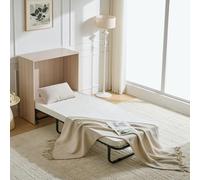 Shally Dogan Mobile Letto a Scomparsa, Giroletto Singolo Salvaspazio Richiudibile con Materasso Ergonomico Incluso, Armadio e Lettino da Parete Pieghevole Estraibile con Doghe (Olmo)