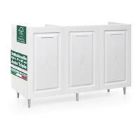 Shally Dogan Mobile Sottolavello Base per Cucina con Tre Ante Design Boiserie, Mobiletto Componibile con Struttura in Legno Robusta, Mobile Sotto Lavello, 120 x 50 x 85H cm (Bianco Frassinato)