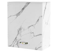 Shally Dogan Pensile da Cucina a Parete, Armadio Sospeso in Legno con Anta Singola 1 Ripiano e 2 Scomparti, Armadietto da Muro Spazioso e Resistente, Dimensioni 60 x 32 x 72H cm (Marmo)