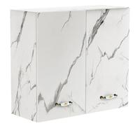 Shally Dogan Pensile da Cucina a Parete, Armadio Sospeso in Legno con Due Ante 1 Ripiano e 2 Scomparti, Armadietto da Muro Spazioso e Resistente, Dimensioni 80 x 32 x 72H cm (Marmo)