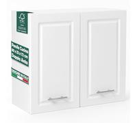 Shally Dogan Pensile da Cucina a Parete Design Boiserie, Armadio Sospeso in Legno con Doppia Anta, 1 Ripiano e 2 Scomparti, Armadietto a Muro Spazioso Resistente, 80 x 32 x 72H cm (Bianco)