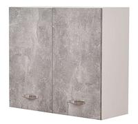 Shally Dogan Pensile Scolapiatti con Vassoio Salvagoccia da Cucina, Mobile a Parete in Legno Resistente, Armadio Sospeso con Due Ante e Due Ripiani, Dimensioni 80 x 32 x 72H cm (Grigio cemento)