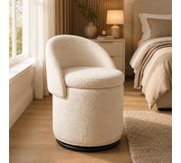 Shally Dogan Pouf da Toeletta Contenitore con Schienale Reclinabile e Base Girevole, Poggiapiedi Design Moderno e Rivestimento Teddy, Seduta Imbottita, Ottomano Capiente con Coperchio 48 x 68 cm