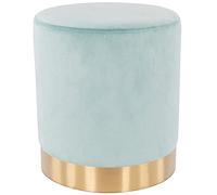 Shally Dogan Pouf in Velluto con Base in Metallo e Struttura in MDF, Design Moderno, Poggiapiedi Forma Cilindrica, Sgabello Tondo con Seduta Imbottita Morbida, Arredamento Interno (Acquamarina)