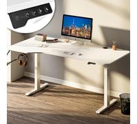 Shally Dogan Scrivania Elettrica Regolabile in Altezza, Tavolo Motorizzato Alzabile con Console di Comando e Tasti di Regolazione, Gancio Supporto Cuffie, Standing Desk (Bianco, 160 x 75 x 72-117 cm)