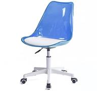 Shally Dogan Sedia da Scrivania con 5 Ruote Girevoli, Schienale trasparente in polipropilene, Poltrona Ergonomica con Seduta Imbottita ad Alta Densità, Ideale per Cameretta, Ufficio, Casa (Blu)
