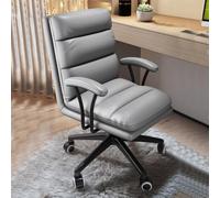 Shally Dogan Sedia da Scrivania Reclinabile con Imbottitura ad Alta Densità, Poltrona da Ufficio con Rivestimento Eco Pelle, Design Ergonomico, Ideale Cameretta, Casa, Studio, Lavoro (Grigio Chiaro)