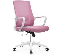 Shally Dogan Sedia da Ufficio Ergonomica Girevole con Supporto Lombare, Poltrona da Scrivania, Studio, Cameretta, Reclinabile con Altezza Regolabile, Base Bianca Robusta, Schienale Antisudore (Rosa)