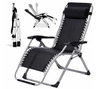 Shally Dogan Sedia Gravità Zero da Giardino, Sdraio per Esterni Relax Pieghevole Salvaspazio con Struttura Tubolare in Metallo Reclinabile, Seduta in Textilene Ideale Mare, Spiaggia, Piscina (Nero)