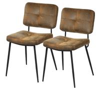 Set 2 Sedie per Sala da Pranzo Sgabelli in Pelle Scamosciata Seduta Ergonomica