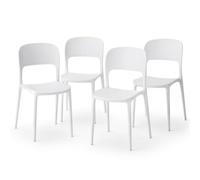 Shally Dogan Set 4 Sedie Impilabili in Polipropilene con Braccioli e Schienale Effetto Legno, Sedia da Esterno e Interno Resistente Fino a 140kg, Design Moderno, Stoccolma