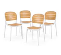 Shally Dogan Set 4 Sedie Impilabili in Polipropilene con Braccioli e Schienale Effetto Legno, Sedia da Esterno e Interno Resistente Fino a 140kg, Design Moderno, Genova