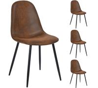 Shally Dogan Set 4 Sedie per Sala da Pranzo, Piedi in Acciaio Nero, Seduta Morbida, Sedia Ergonomica Design Nordico, Poltrona Ideale per Cameretta, Cucina, Ufficio, Rivestimento Eco Pelle Scamosciata