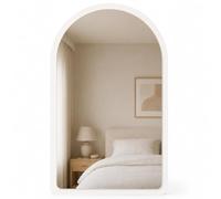Shally Dogan Specchio ad Arco da Parete con Struttura in Legno, Specchi da Muro Decorazione per Interni Design Moderno, Ideale per Camera da Letto, Ingresso, Ufficio, 46 x 60 cm, Bianco