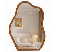 Shally Dogan Specchio Asimmetrico da Parete Cornice Legno, Noce, 46x60cm