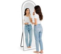 Shally Dogan Specchio Figura Intera ad Arco con Struttura in Alluminio Indipendente e Led a 3 Colori Bianco Freddo, Caldo e Naturale, Illuminazione Dimmerabile e Accensione Touch Moderno, 160 x 50 cm