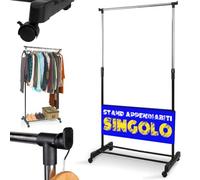 Shally Dogan Stand Appendiabiti in Acciaio con Ruote Girevoli a 360°, Attaccapanni Regolabile da Terra, Autoportante, Portabiti Organizzatore Vestiti, Ideale Negozio, Casa, Hotel (Singolo)