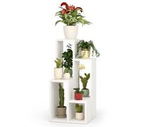 Shally Dogan Supporto Espositore per Piante e Vasi con Struttura Componibile in Legno Resistente, Scaffalatura da Interno Design Moderno con Moduli Personalizzabili Salvaspazio, Bianco