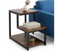Shally Dogan Tavolino Laterale Divano a 3 Ripiani in Metallo e Legno, Tavolo da Caffè Design Industrial, Libreria Bassa Ideale per Casa, Ufficio, Soggiorno, Salotto, 60 x 60 x 35 cm