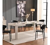 Shally Dogan Tavolo Allungabile da 4 a 6 Posti per Sala da Pranzo e Cucina, Tavolo Estensibile da 120 a 200 cm con Apertura a Scorrimento, Struttura Robusta, Design Moderno Salvaspazio (Bianco)