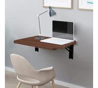 Shally Dogan Tavolo da Parete Pieghevole 60 x 40 cm in Legno, Scaffale a Muro Richiudibile Salvaspazio Versatile, Scrivania Porta Pc, Tavolino da Pranzo, Soggiorno, Salotto, Bagno, Cucina (Noce)