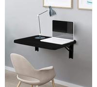 Shally Dogan Tavolo da Parete Pieghevole 60 x 40 cm in Legno, Scaffale a Muro Richiudibile Salvaspazio Versatile, Scrivania Porta Pc, Tavolino da Pranzo, Soggiorno, Salotto, Bagno, Cucina (Nero)