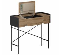 Shally Dogan Toeletta Trucco Moderna con Specchio e Struttura in Legno Resistente, Toletta Mobile da Camera da Letto, Cameretta, Design Moderno Salvaspazio Apribile, 100 x 92.5 x 123.5 cm, Rovere