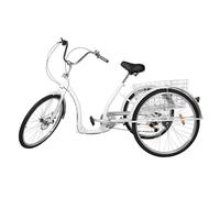 Shalmidor 26 pollici, 6 marce, triciciclo per adulti, con cestino, capacità di carico 25 kg, bicicletta per la spesa, bicicletta per la spesa, 3 ruote, per adulti, altezza del sedile regolabile, bici