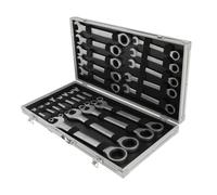 Shalmidor Set di chiavi a cricchetto 22 pezzi, dimensioni chiave 6-32 mm, metrica, in acciaio al cromo vanadio, durevole, set di attrezzi manuali con cassetta degli attrezzi per officina, industria