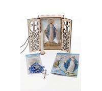 SHALOM - Altarino Devozionale Comprensivo Di Candela, Corona E Libretto - Madonna Immacolata 11x15x4 Cm