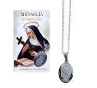 SHALOM - Catenina Con Ciondolo Medaglia Santa Rita In Acciaio.