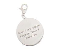 SHALOM - Ciondolo Con Incisione La Vita Ti Porta In Luoghi Inaspettati, L'amore Ti Porta A Casa In Argento 925. Diametro 2 Cm