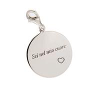 SHALOM - Ciondolo Con Incisione Sei Nel Mio Cuore In Argento 925. Diametro 2 Cm