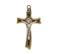 SHALOM - Ciondolo Croce San Benedetto In Metallo Bronzato 5x3,2 Cm