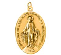SHALOM - Ciondolo Medaglia Miracolosa In Ottone Dorato. Altezza 2,2 Cm