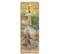 SHALOM - Ciondolo Tau San Francesco Con Cartoncino Oro A Caldo - 4,5 Cm