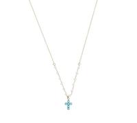 SHALOM - Collana Lumae Patronus, Croce Con Zirconi Celesti, Argento 925 Dorato