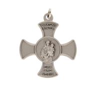 SHALOM - Croce Con Medaglia Sant'Antonio Di Padova In Argento 925 Altezza 4 Cm