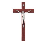 SHALOM - Crocifisso in Mogano con Corpo in Metallo. Altezza 24,5 Cm